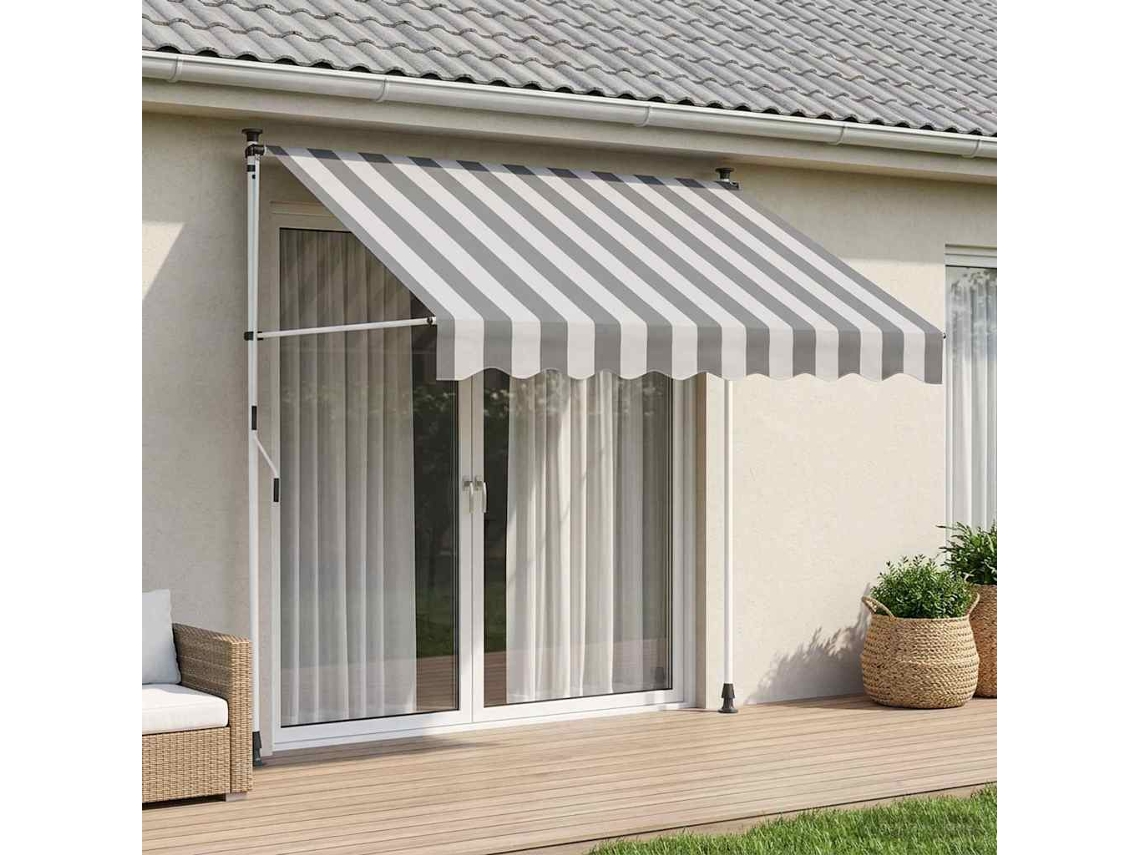 Vidaxl Toldo Retrátil Manual Antracite E Branco 300 Cm
