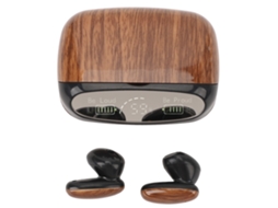 Fones de Ouvido Bluetooth True Wireless de madeira com toque inteligente, display digital, para esportes EOOCOO