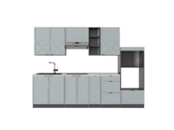 Cuisine Fame Line, 280cm, Pt Mármore, Azul Claro Cinza/anthracite, Antracite, Vicco