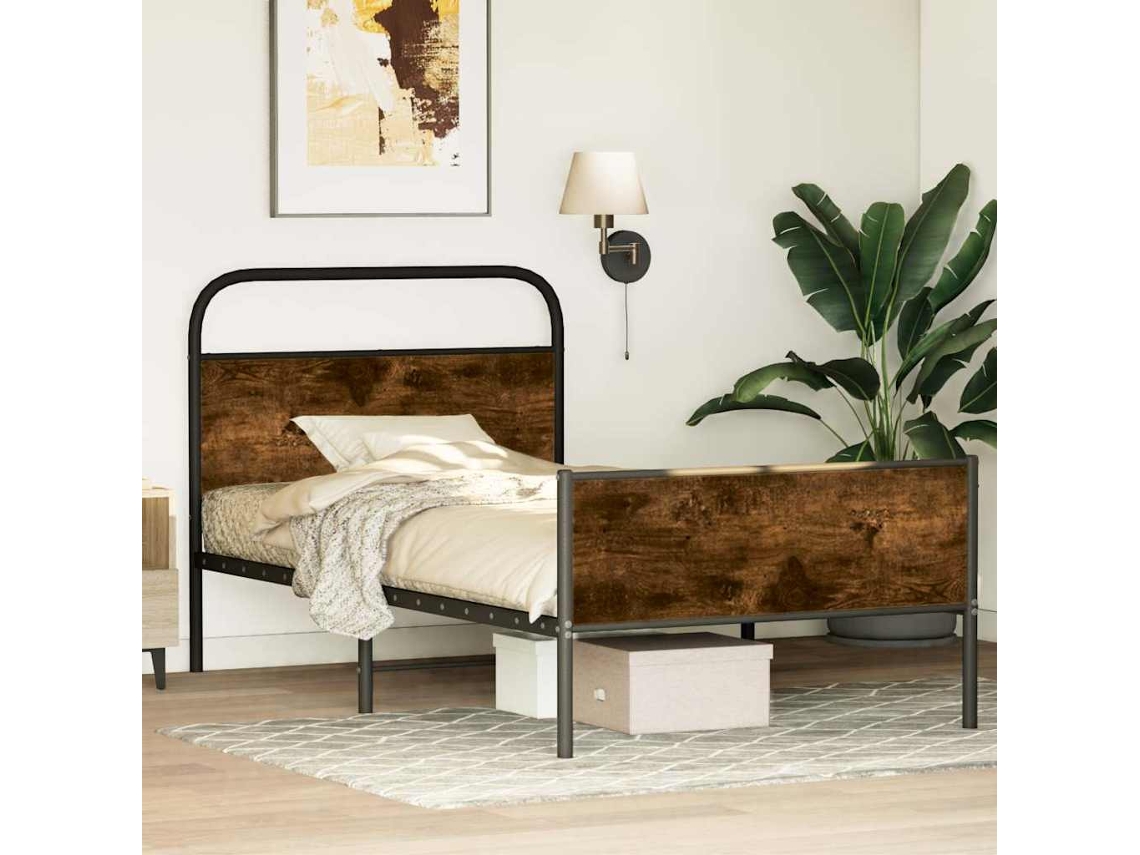 Vidaxl Estrutura Cama S/ Colchão Derivados De Madeira Carvalho Sonoma