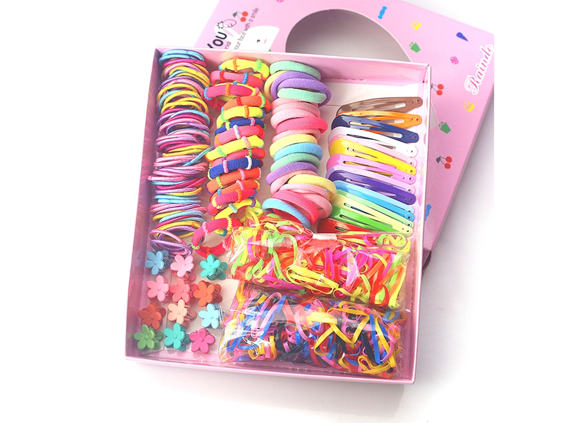 2026 jogo de Acessórios para Cabelo para Meninas: Cordões Elásticos e Prendedores de Metal com Caixa de Presente