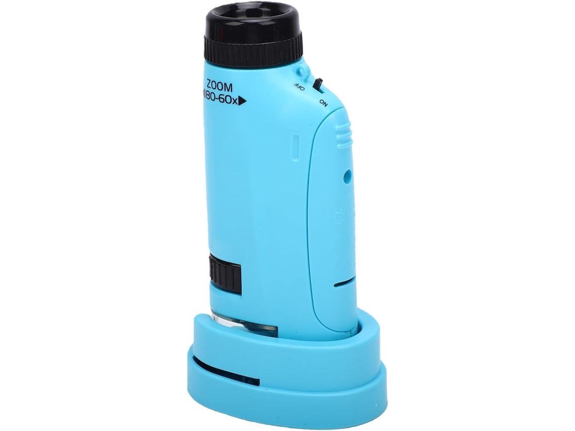 Microscópio Portátil Compacto Azul Com 4 Lâminas Para Amostras