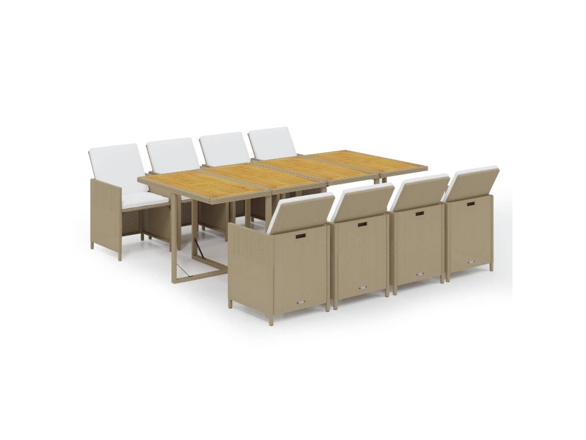 Garden Dining Set, Garden Dining Sets Vidaxl Bege Rattan / Vime (219 Cm Table Length)