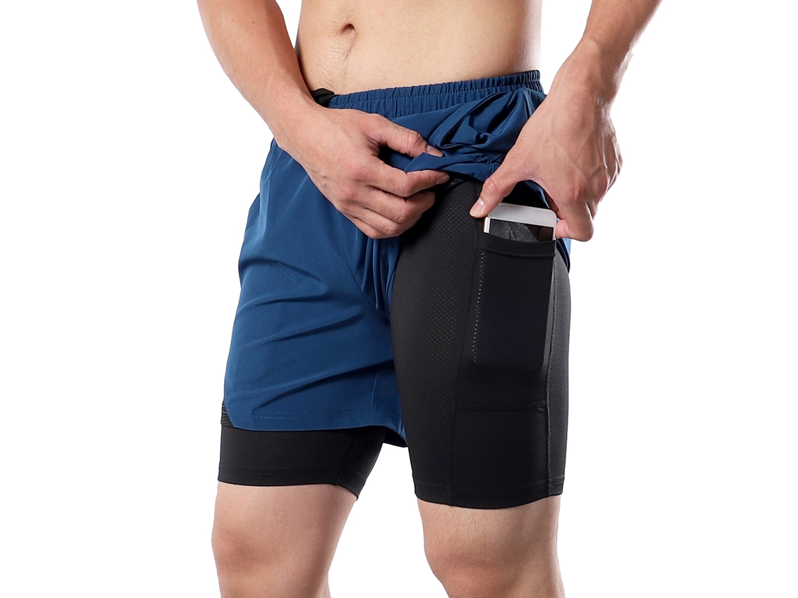 Pantalones Cortos De Running Para Hombre 2 En 1 Con Bucle Para Toalla Y Bolsillos Secado Rápido Para Entrenamiento Gimnasio