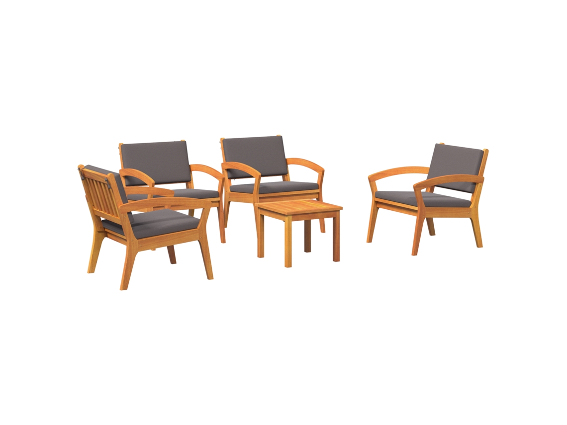 Conjunto 5 Assentos Exteriores Vidaxl Castanho Madeira De Acácia Maciça (59,5 X 70,5 X 72,5 Cm)