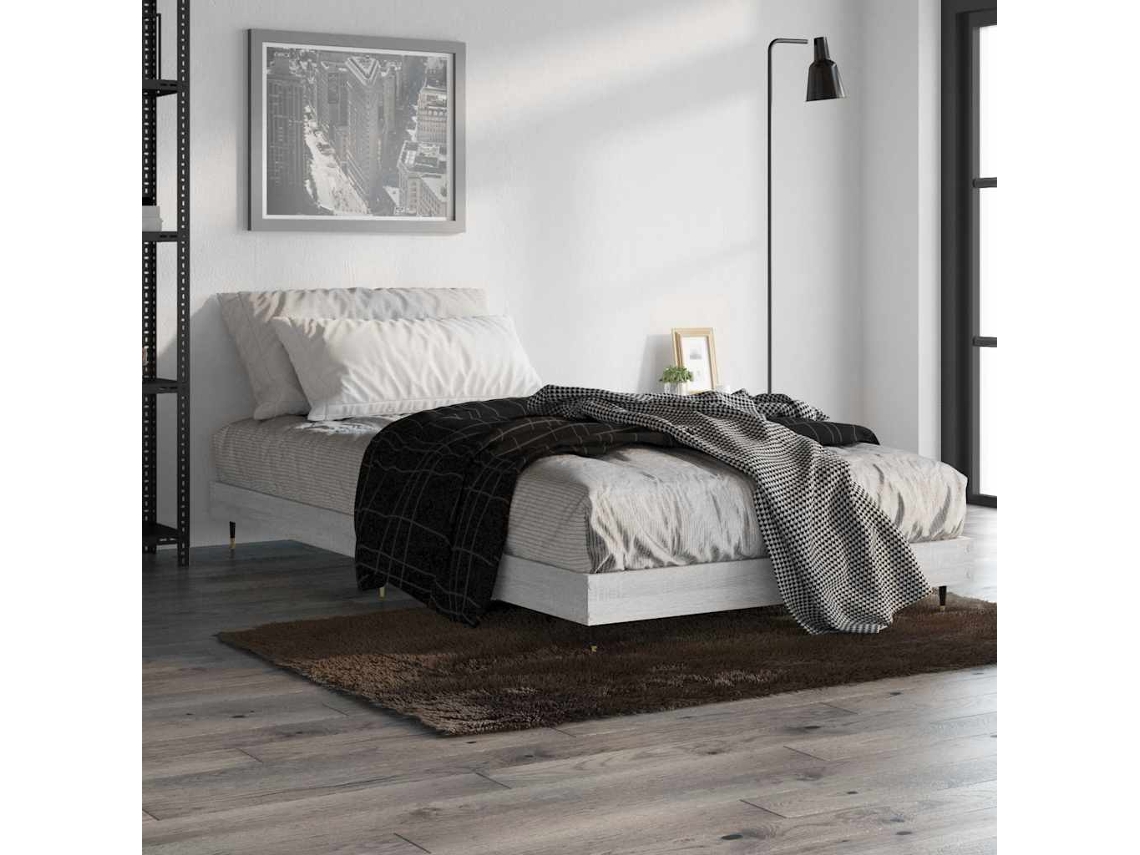Vidaxl Estrutura Cama 90x190 Cm Derivados De Madeira Cinzento Sonoma