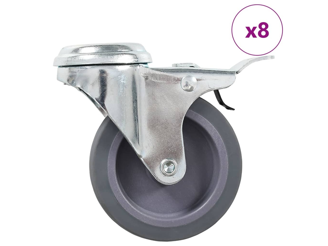 Vidaxl 8 Pcs Rodas Giratórias Com Orifício Para Parafuso 75 Mm