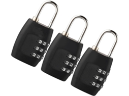 Conjunto De 3 Cadeados Collbath Com Combinação Dígitos Para Mochilas E Bolsas, Feitos De Policarbonato E Aço Práticos