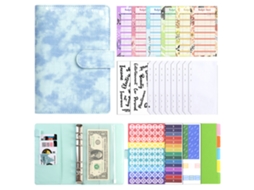 A6 Crocodile Grain Pu Leather Refillable Notebook With Zipper Pouch, Cash Budget Organizer, Blue Crocodile Grain + Cash