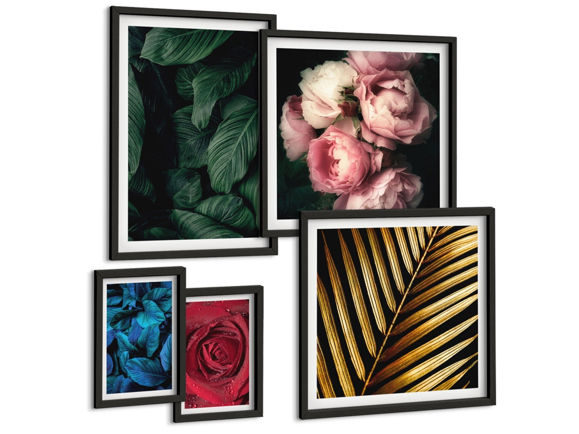 Conjunto De Pinturas Motivos Vegetais Florais Espelharte (5 Peças)