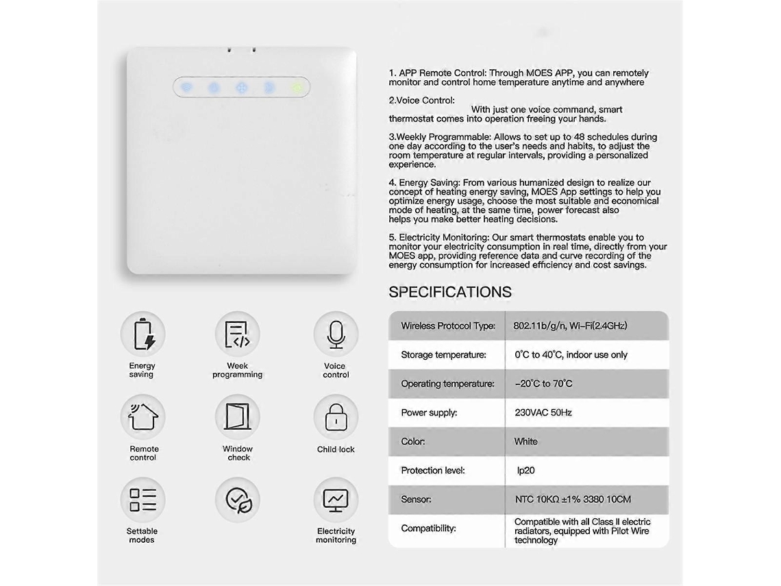 Lurelia Zigbee Pilote Temperature Controls Graffiti Smart Heat Meter Termostato App Comando Remoto Temporização Para Economia De Energia