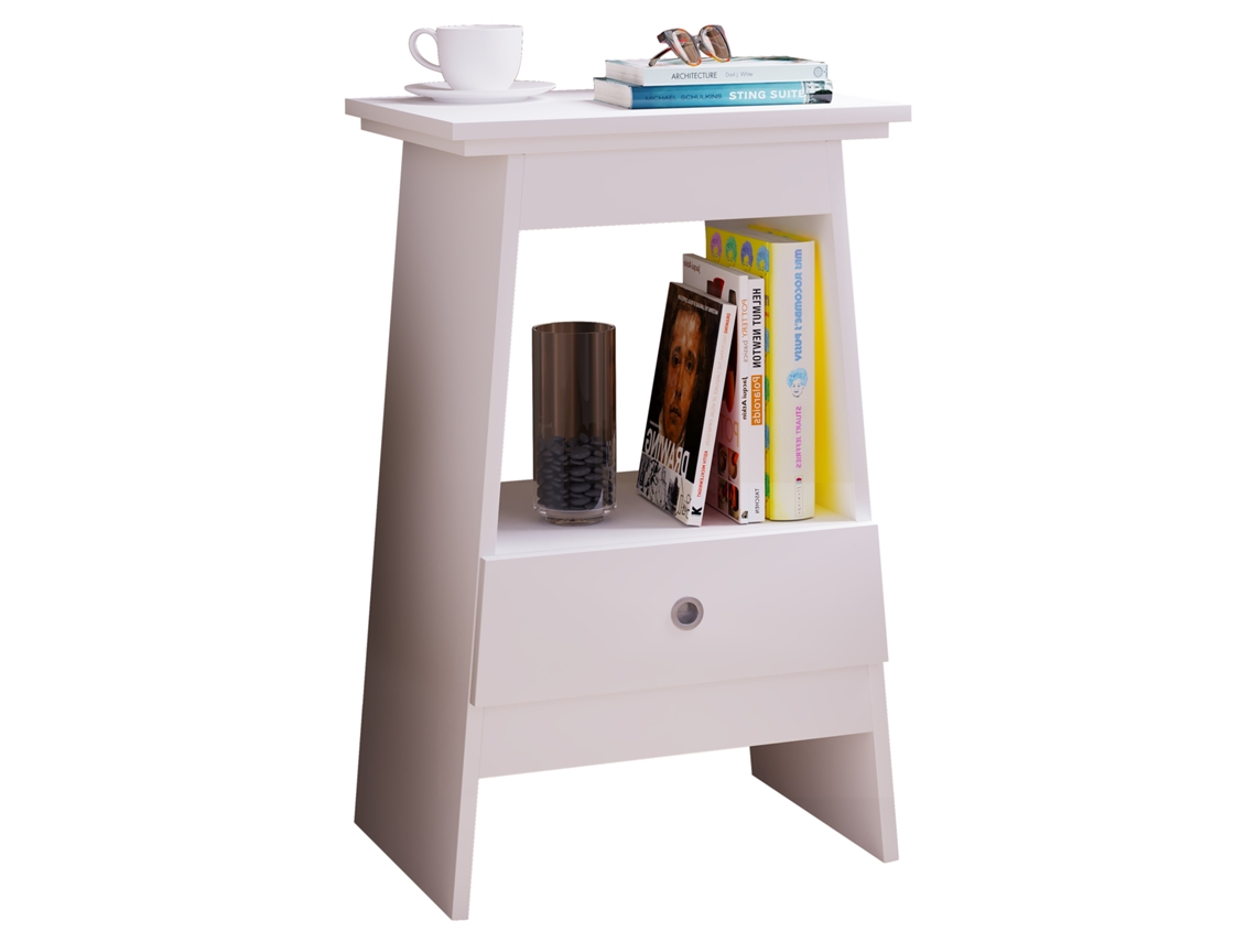 Mesa de Cabeceira Spidali Vcm Madeira Branco