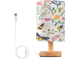 Luminária de cabeceira LED com portas USB, luminária de leitura, luminária de mesa para quarto com cúpula e base.