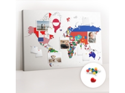 Painel De Cortiça Para Parede Mapa De Bandeiras Nacionais Para O Quarto Das Crianças Espelharte (120x80 Cm)