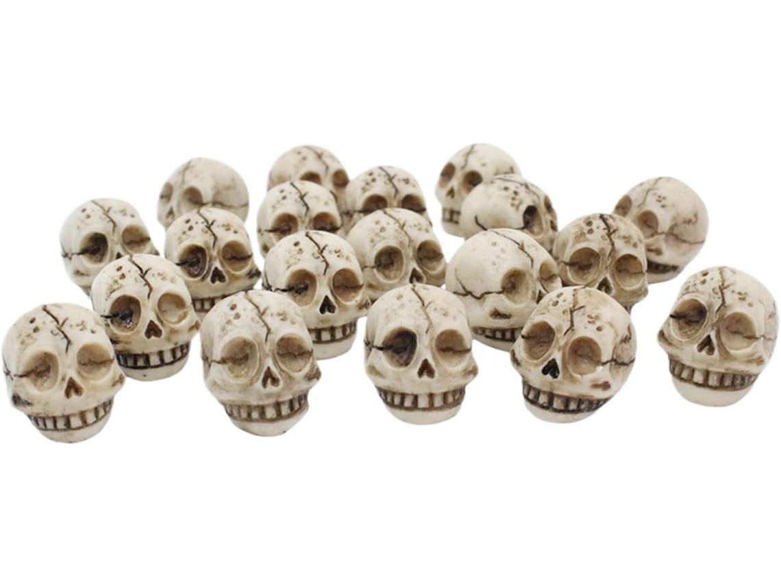 Miniaturas De Cabeças De Esqueleto - 20 Peças - Resina Para Pegadinha De Halloween |