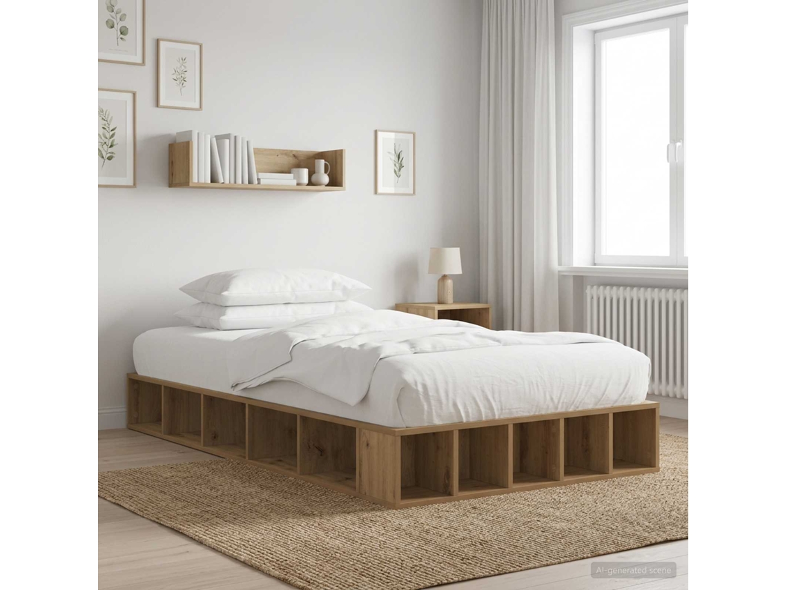 Vidaxl Estrutura De Cama Com Armazenamento Carvalho Artisian