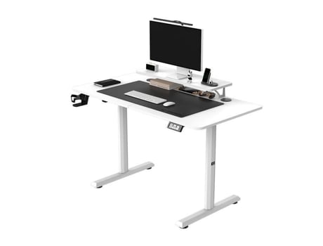 Grand Bureau Gaming, Highlander, Bureau Informatique Acier, 2 Monitores, Móvel De Armazenamento De Escritório, 120x60 Cm, Branco, Ultradesk