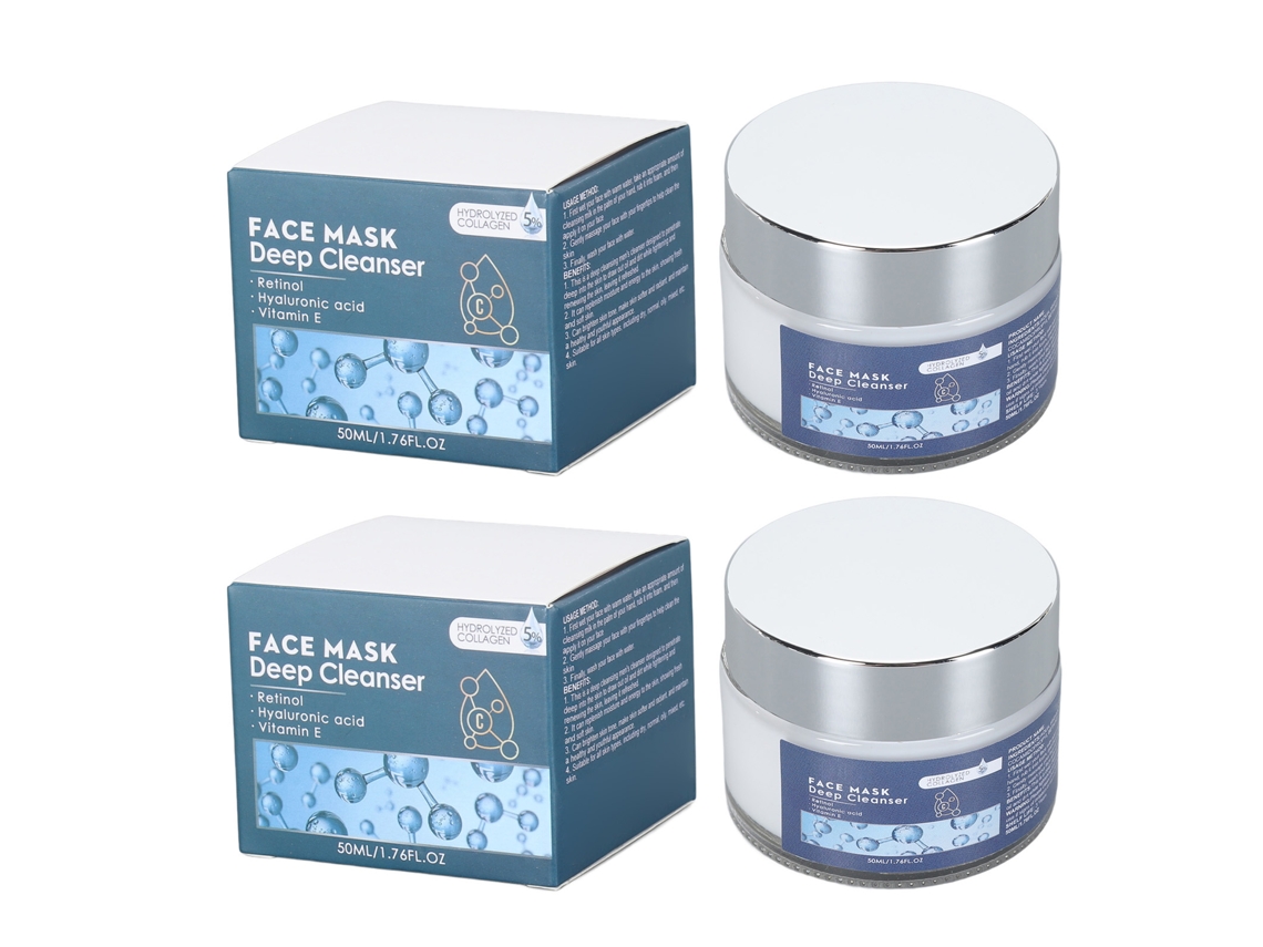 2 Peças De Máscara Facial De Limpeza Para Homem 50ml, Redução De Pontos Negros, Hidratante E Suave