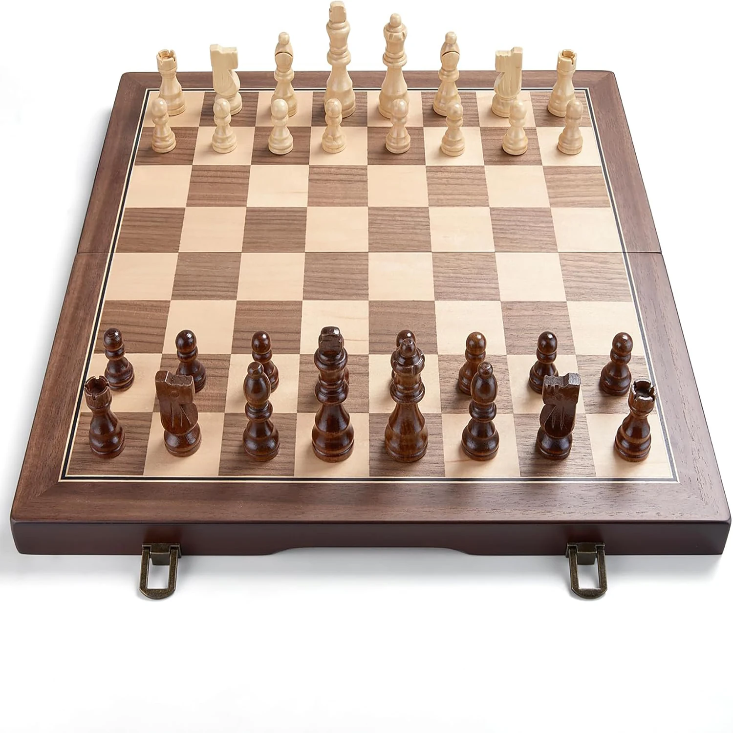 Jogo De Xadrez De Madeira De 39 Cm/15 Polegadas, Tabuleiro De Xadrez Dobrável