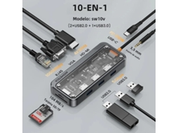 Hub Usb C 5/6/7/8/11 Em 1 Com Adaptador Hdmi 4k E Leitor De Cartão Sd/tf Rj45 Pd De Carregamento Rápido Para Laptop Macbook Brilvibera
