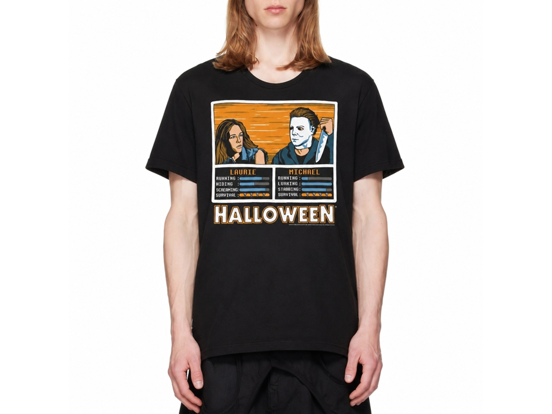Rockinstone Halloween Movie Laurie Vs Michael Black Adult T-shirt Size:xxxl