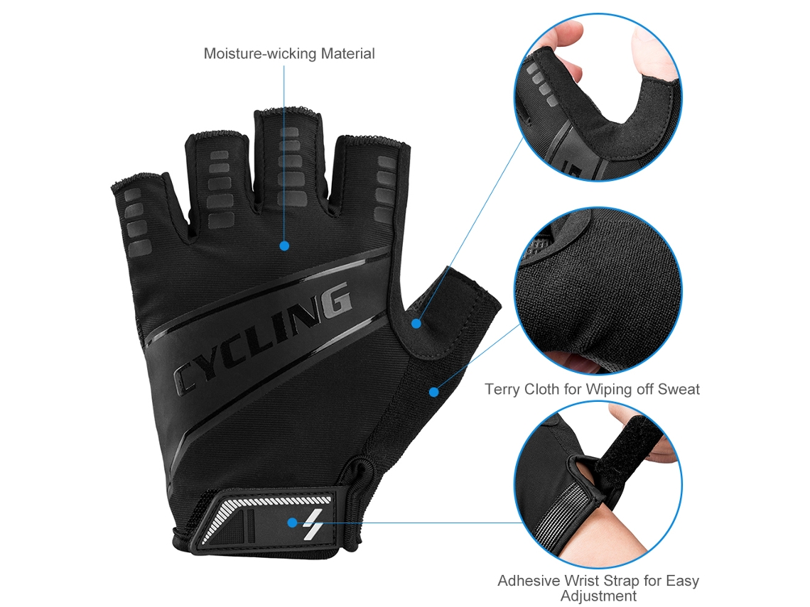 Luvas De Ciclismo De Meio Dedo Para Esportes Ao Ar Livre Bicicleta Moto Trabalho Com Palmilha E Respirável