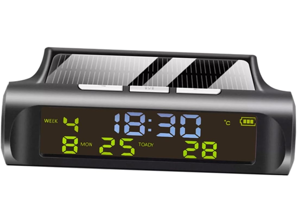 Relógio Digital Para Carro Com Termômetro Preciso, Exibição De Hora, Data E Temperatura, Design Simples.