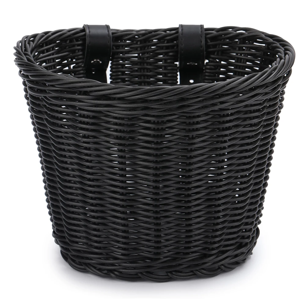 (preto) Conjunto De Cestinha De Bicicleta Infantil Trançada À Mão Com Campainha E Adesivos.