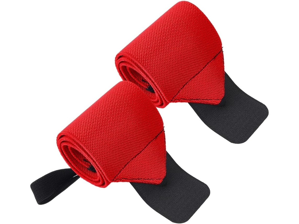 Munhequeira Para Levantamento De Peso - Com Presilha Para O Polegar, 63,5 Cm (25 Polegadas) Vermelho