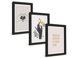 Composição De Quadros Ilustrações Minimalistas Boho Espelharte (3 Peças 20x30 Cm)