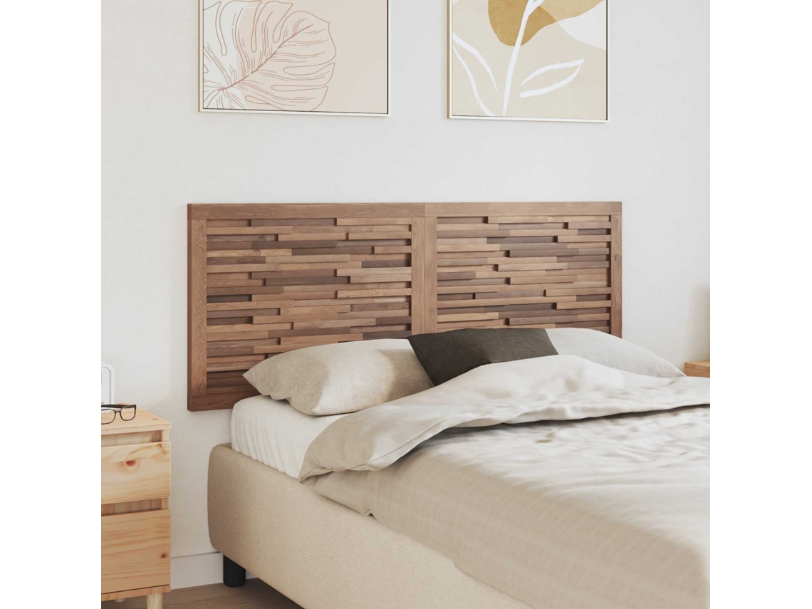 Vidaxl Cabeceira De Cama Natural Madeira De Teca Sólida