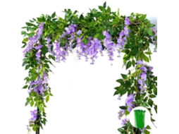 2 Peças de Trepadeiras de Flores Artificiais de Glicínia para Pendurar AQUAFORGE (roxas)