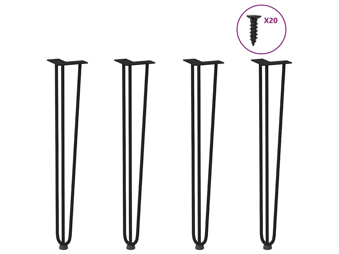 Vidaxl Pernas De Grampo Para Mesas De Console Para Mesa De Console 4 Peças Preto 72 Cm Aço Maciço