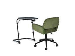 Conjunto De Escritório Compacto Mesa Dobrável Preta Cadeira De Escritório Confortável Em Tecido Verde Meubles Cosy