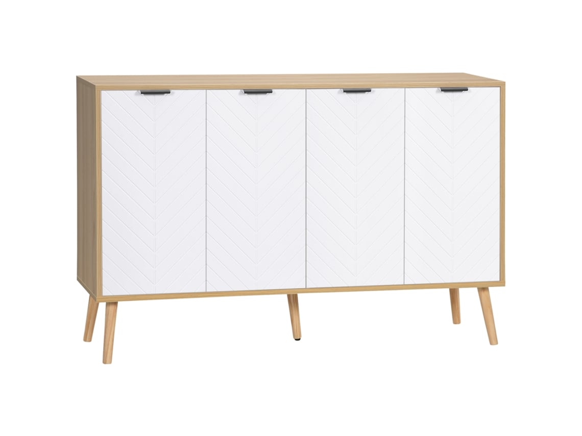 Melamina de Madeira Melamina de Madeira Cor Branco e Madeira 120x35x77,4 cm Homcom