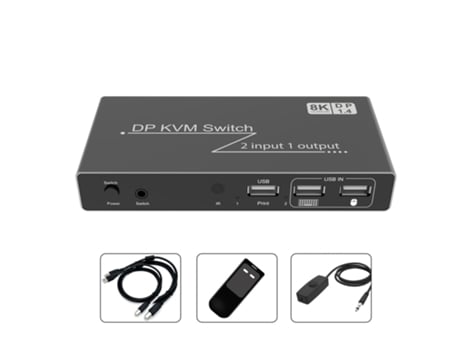 Comutador Moderno 60hz Dp Displayport Kvm 2 Em 1 Saída 8k Lurelia