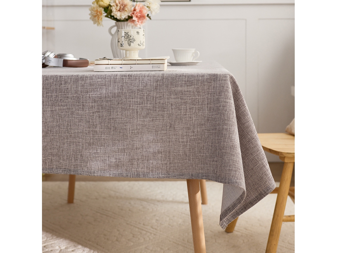 Tábua De Mesa De Algodão E Linho Com Estilo Nórdico E Espessura, Cinza Claro, 140*140cm
