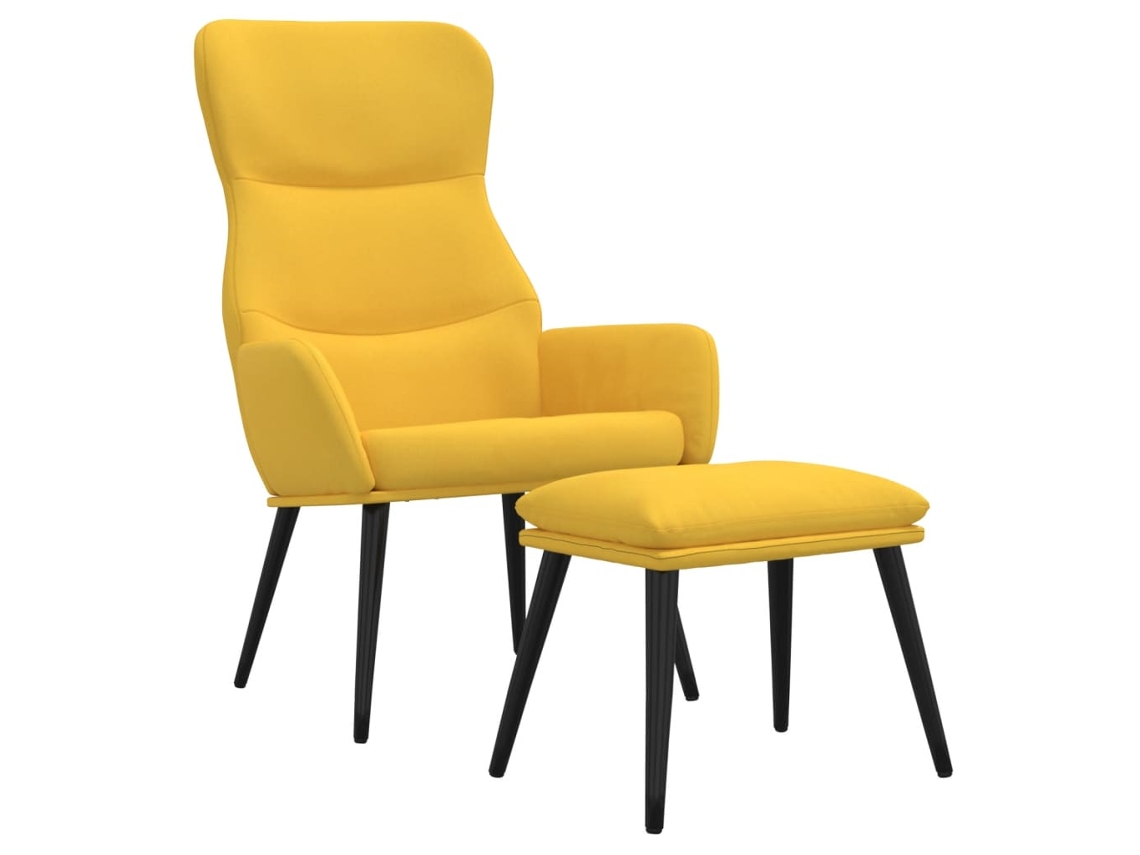 Relaxing Chair With Stool, Relaxing Chairs With Stools Vidaxl Amarelo Tecido