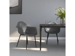 Vidaxl Cadeiras De Jantar 2 Pcs Pp Cinzento