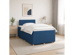 Vidaxl Cama Box Spring Com Colchão Azul 120 X 200 Cm Tecido