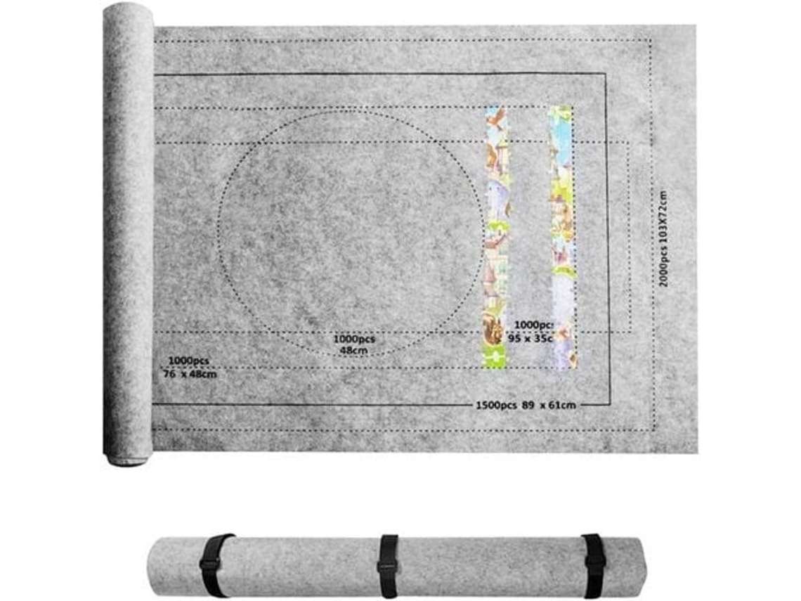 Tapete De Quebra-cabeças 80x118 Cm, Manta De Feltro Cinza Enrolável Para Até 2000 Peças Com Bolsa De Armazenamento Portátil