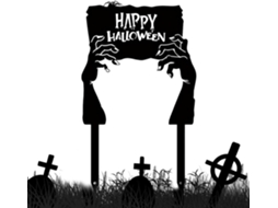 Decorações de Halloween para Áreas Externas Estacas de Metal Alegres para Jardim, Placas de "doces Ou Travessuras" CHABERLU