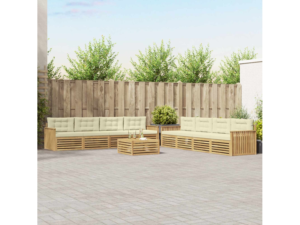 Vidaxl Conjunto De Sofás Para Exterior 9 Unid. Branco E Creme