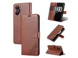 Capa De Celular Flip Em Couro Com Textura De Pele De Carneiro Azns Para Oppo K10 Pro