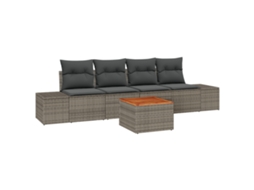 Conjunto 5 Conjunto De Sofá De Jardim Vidaxl Cinzento Vime Pe (55 X 55 X 37 Cm)