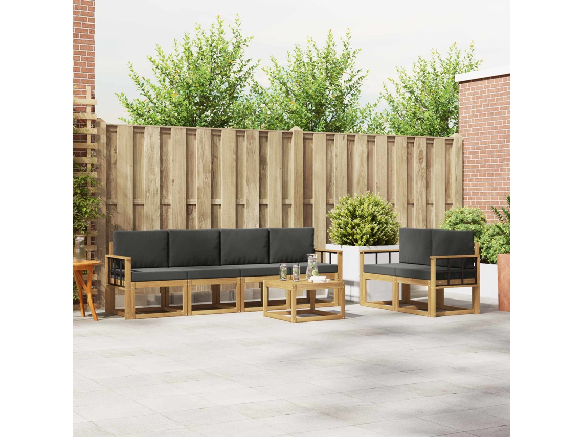 Vidaxl Conjunto De Sofás Para Exterior 7 Unid. Branco E Antracite