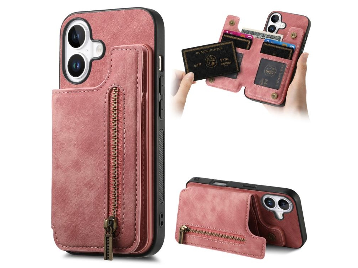 Capa Retrô De Couro Com Zíper Para Iphone 17
