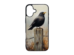 Capa Para Iphone 17 Com Estampa De Pintura A Óleo De Um Pássaro Preto