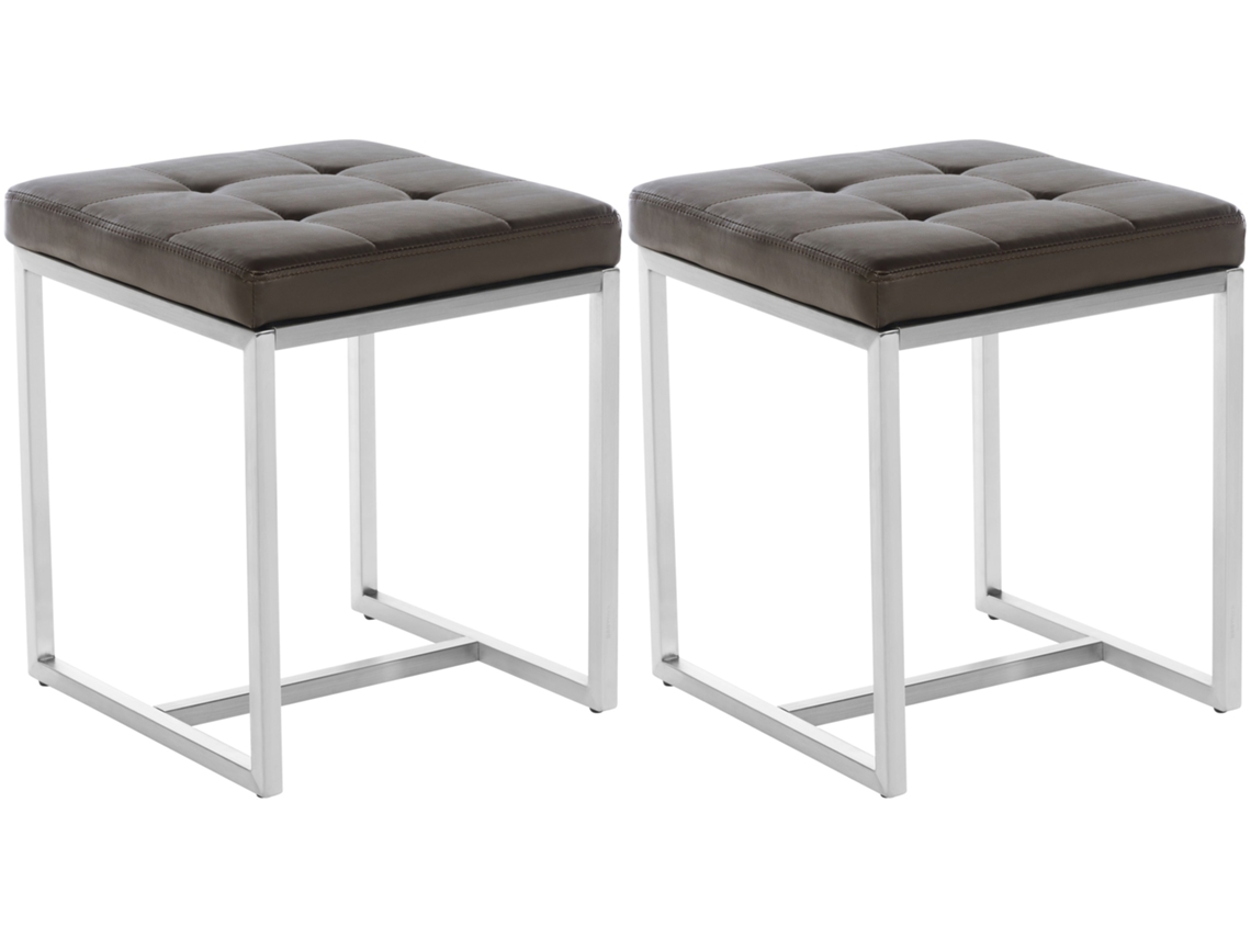 Conjunto de 2 bancos de aço inoxidável Barci Brown Clp