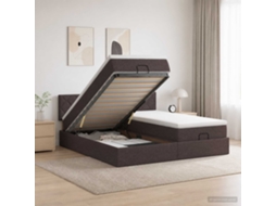 Vidaxl Cama Ottoman Com Colchão E Led Marrom Escuro 200 X 200 Cm